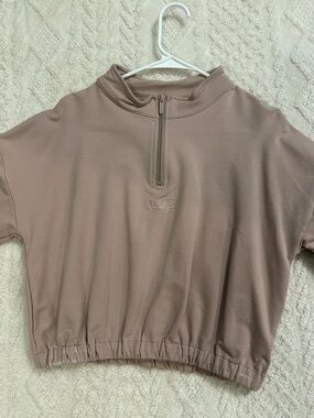 Cropped Half-Zip Pullover in Mauve Taupe
